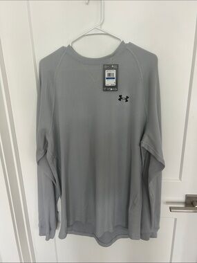 Under Armour Men’s Long-Sleeve Waffle Performance Shirt - Light Gray XL TG